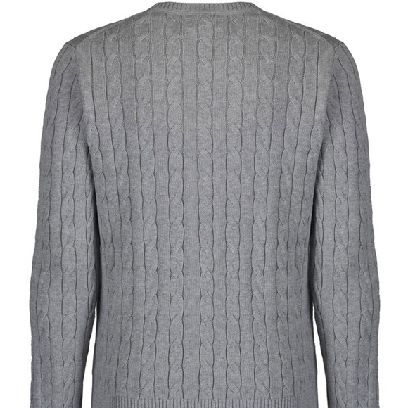 GANT Men’s 2XL Cable Knit Cotton Sweater NWT Grey Melange Crew Neck Jumper - Picture 3 of 5